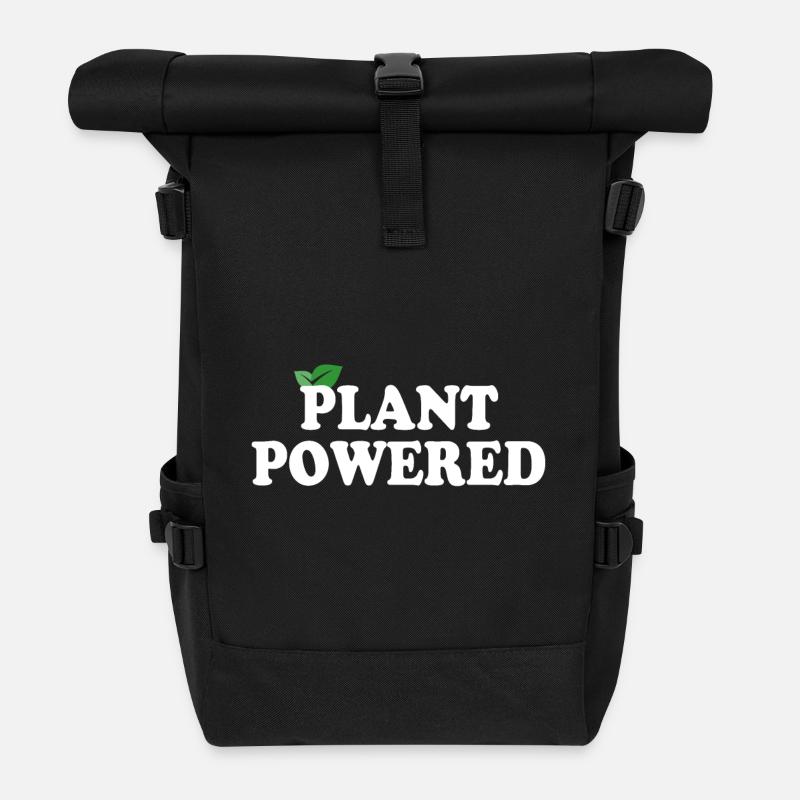 Plant Powered Angetrieben Durch Pflanzen Go Vegan - Rolltop Rucksack - Schwarz