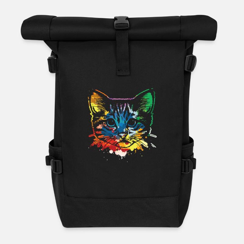 Chat pop art - Sac à dos roll top - noir