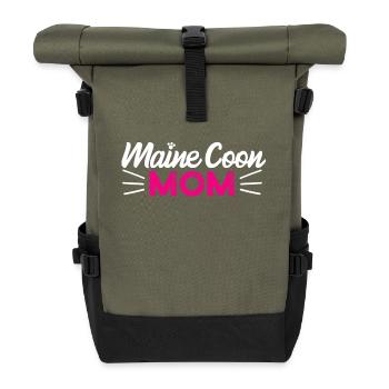 Maine Coon Cat - Roll Top Backpack - olive/black - Front