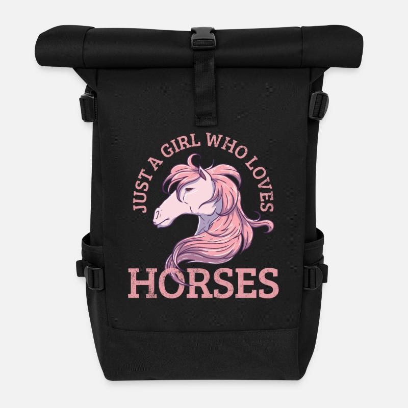 Pferd - Rolltop Rucksack - Schwarz