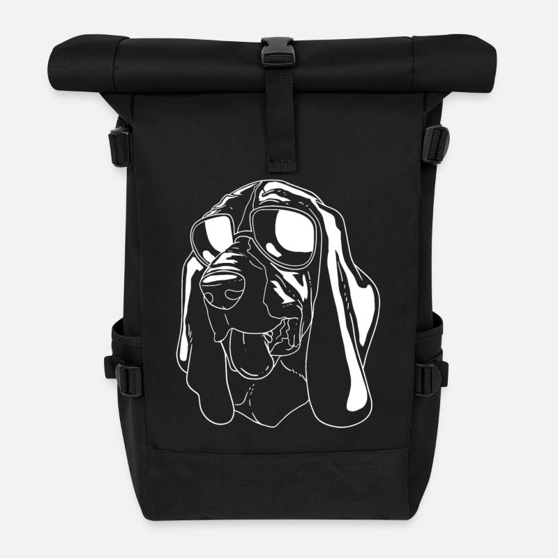Basset Hound - Rolltop Rucksack - Schwarz