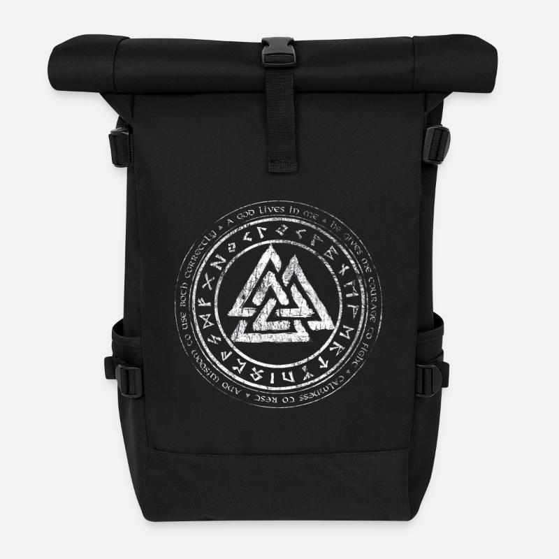 Valknut Wikinger Kelten Germanen Knoten Runen - Rolltop Rucksack - Schwarz