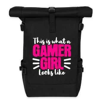 Gamer gamer streamer - Roll Top Backpack - black - Front