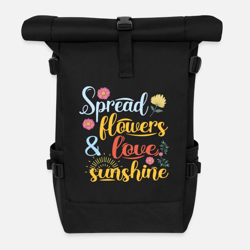 répandre des fleurs fleurs et amour - Sac à dos roll top - noir