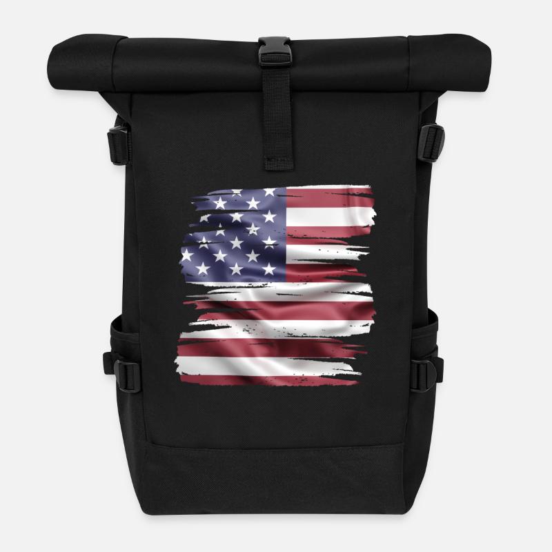 US Flagge Retro - Rolltop Rucksack - Schwarz