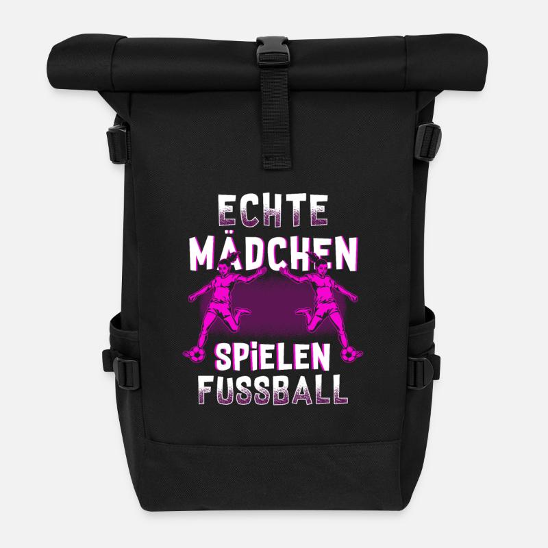 Echte Mädchen spielen Fußball - Rolltop Rucksack - Schwarz