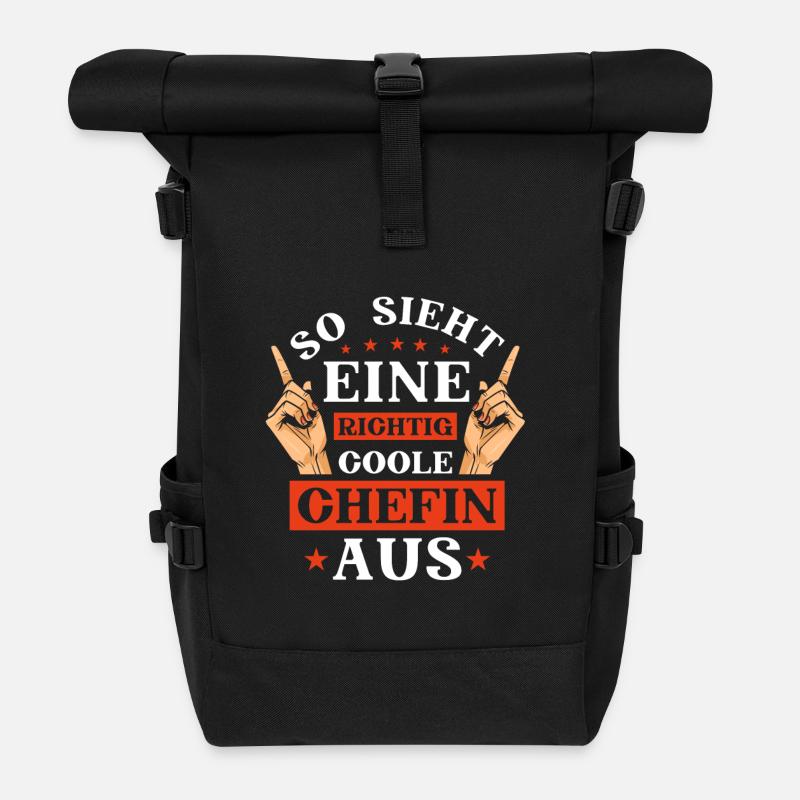 Chefin - so sieht eine coole Chefin aus - Rolltop Rucksack - Schwarz