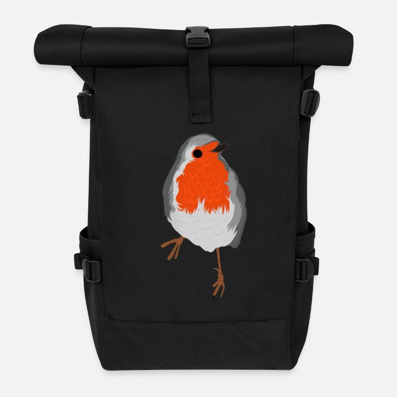 Rotkehlchen - Rolltop Rucksack - Schwarz