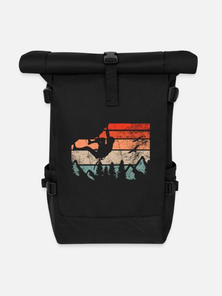 Retro Bouldern Klettern Boulderer Boulder - Rolltop Rucksack - Schwarz
