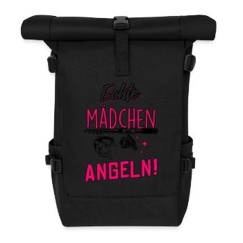 Echte Mädchen Angeln - Rolltop Rucksack - Schwarz - Vorne