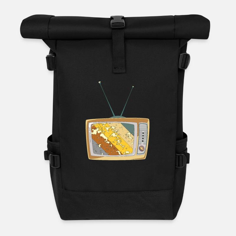Retro TV - Rolltop Rucksack - Schwarz