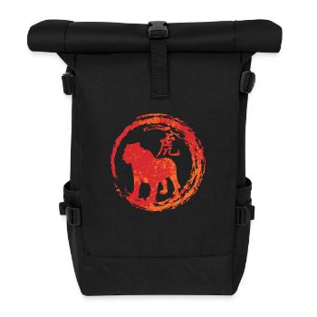 Tiger chinese zodiac - Roll Top Backpack - black - Front