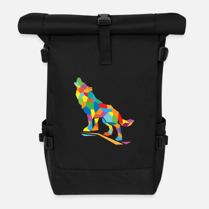 Wolf Polygon - Rolltop Rucksack - Schwarz