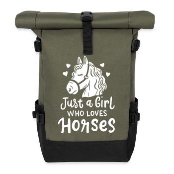 Horses Horse lovers - Roll Top Backpack - olive/black - Front