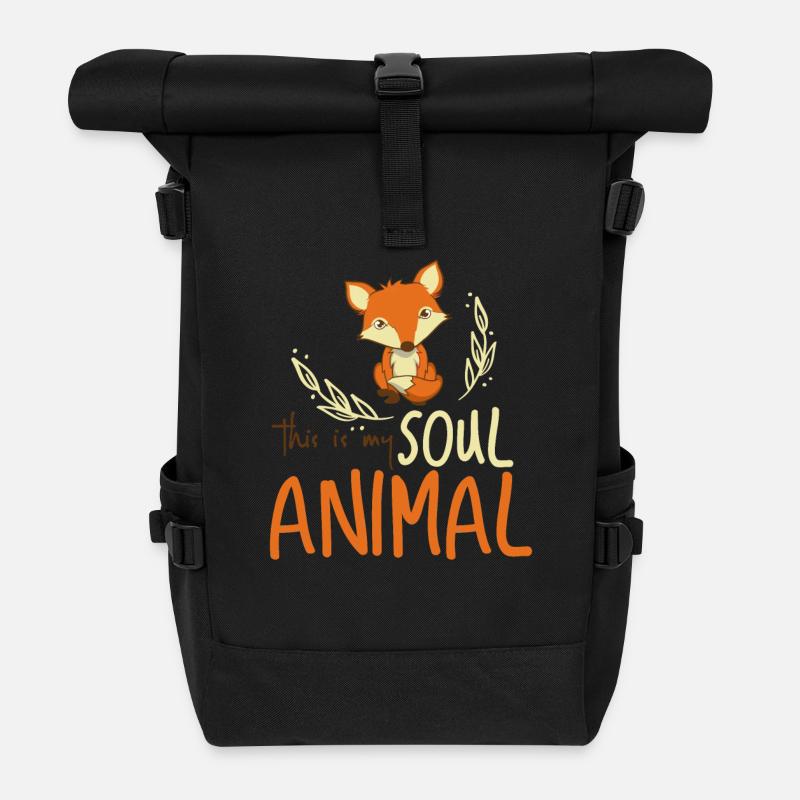 Fox Soul Animal - Rolltop Rucksack - Schwarz