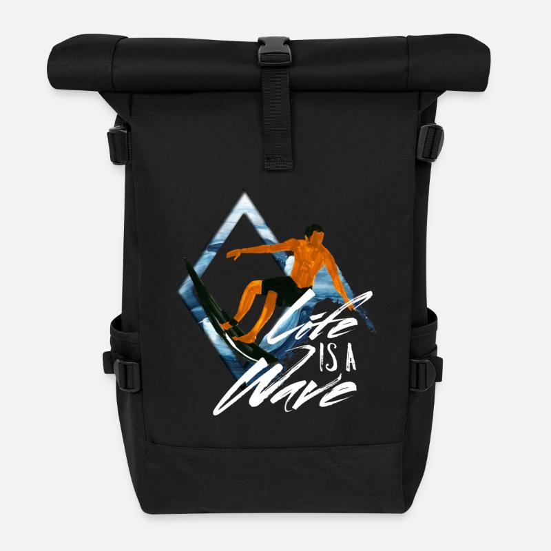 Surfer Spruch - Rolltop Rucksack - Schwarz