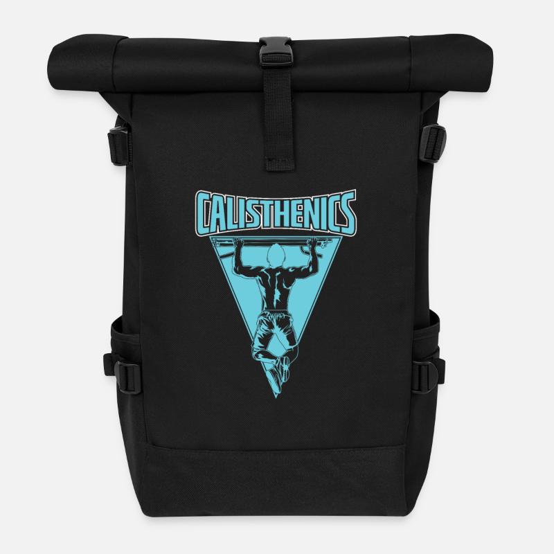 Calisthenics Klimmzugstange - Rolltop Rucksack - Schwarz