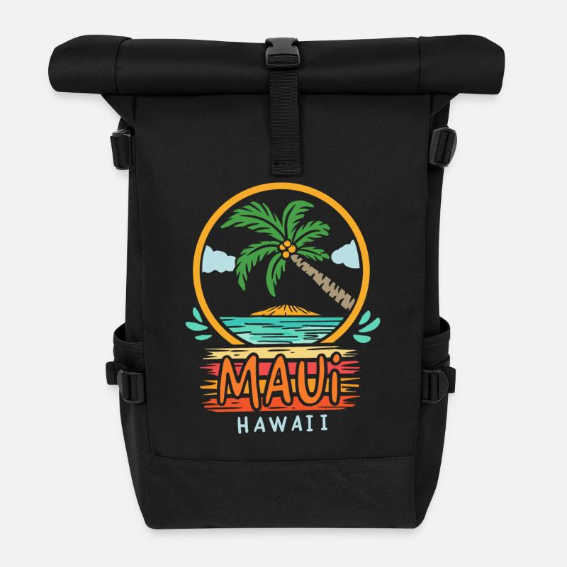 Maui Hawaii Retro - Rolltop Rucksack - Schwarz