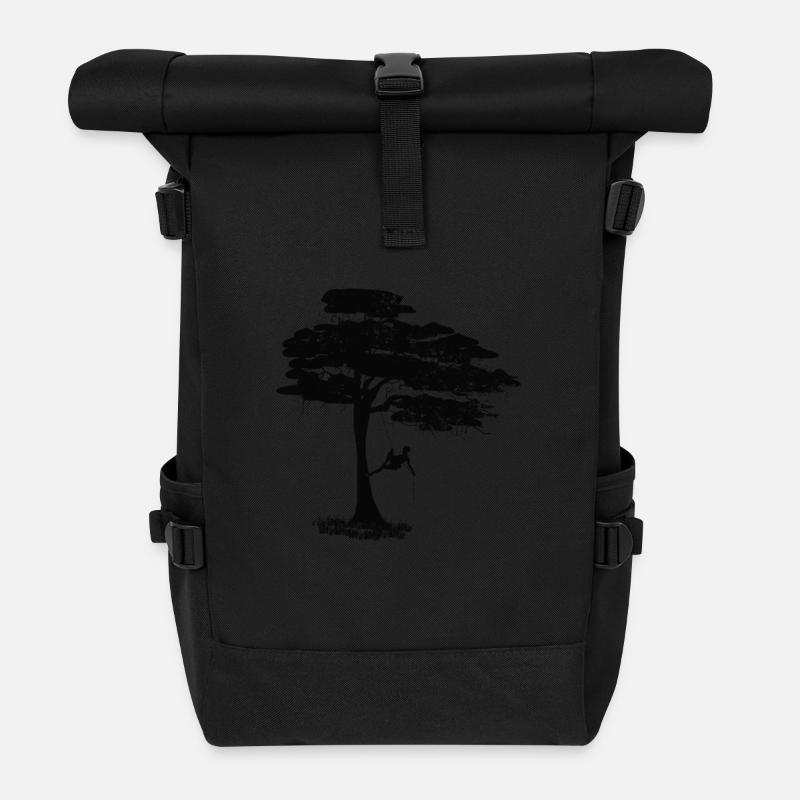 Baumkletterer Design - Rolltop Rucksack - Schwarz
