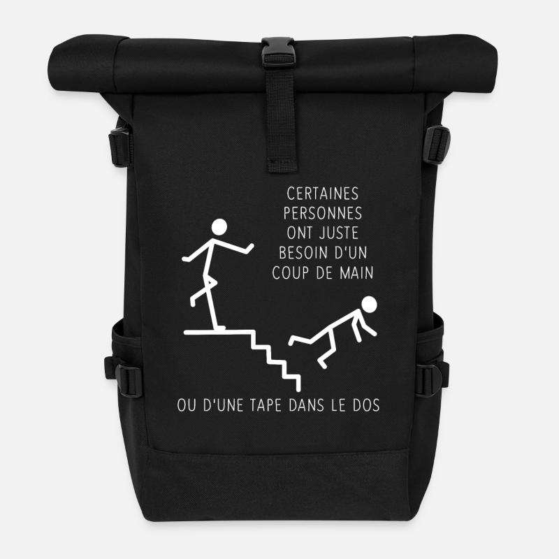 Coup de main ou tape dans le dos - Sac à dos roll top - noir