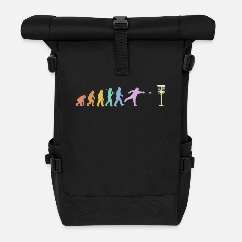 Discgolf Evolution Disc Golf Discgolfer - Rolltop Rucksack - Schwarz