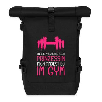 Prinzessin Gym Spruch - Prinzessin im Gym - Rolltop Rucksack - Schwarz - Vorne