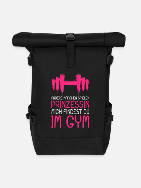 Prinzessin Gym Spruch - Prinzessin im Gym - Rolltop Rucksack - Schwarz