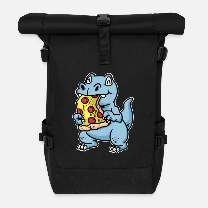 Pizzastück Pizza Salamipizza - Rolltop Rucksack - Schwarz
