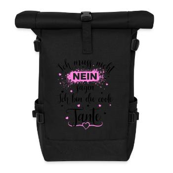 Ich muss nicht nein sagen - Ich bin die Tante - Rolltop Rucksack - Schwarz - Vorne
