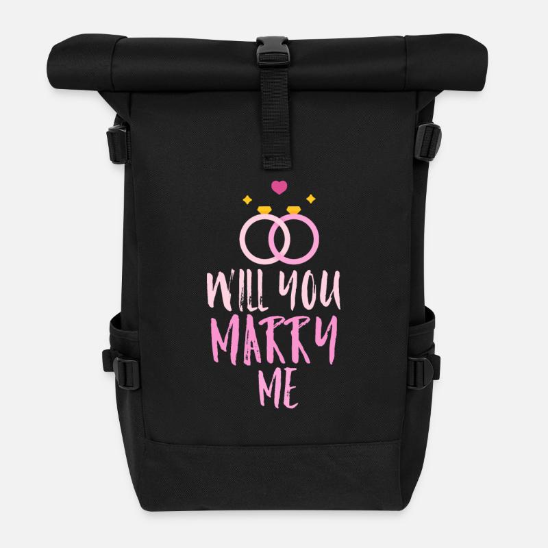 Willst du mich heiraten - Rolltop Rucksack - Schwarz