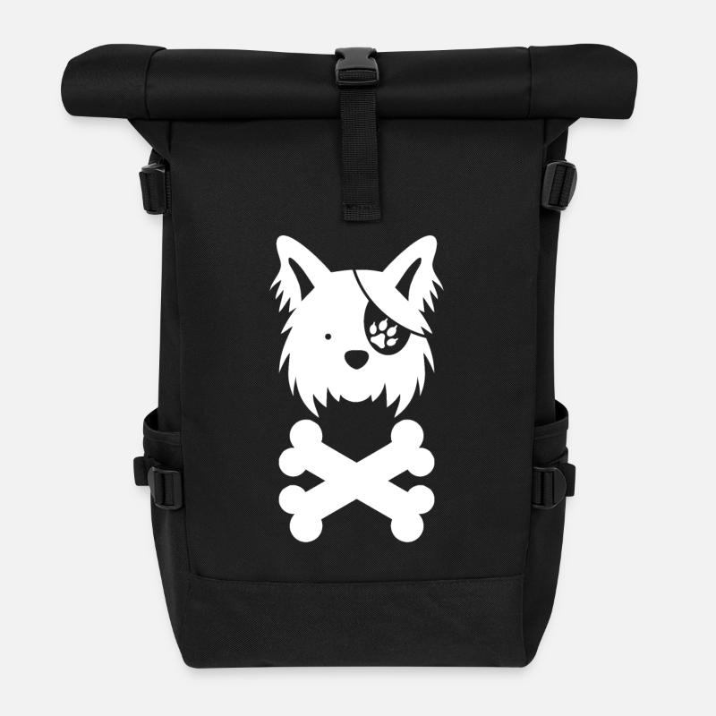 Seerüde Piratendesign - Rolltop Rucksack - Schwarz