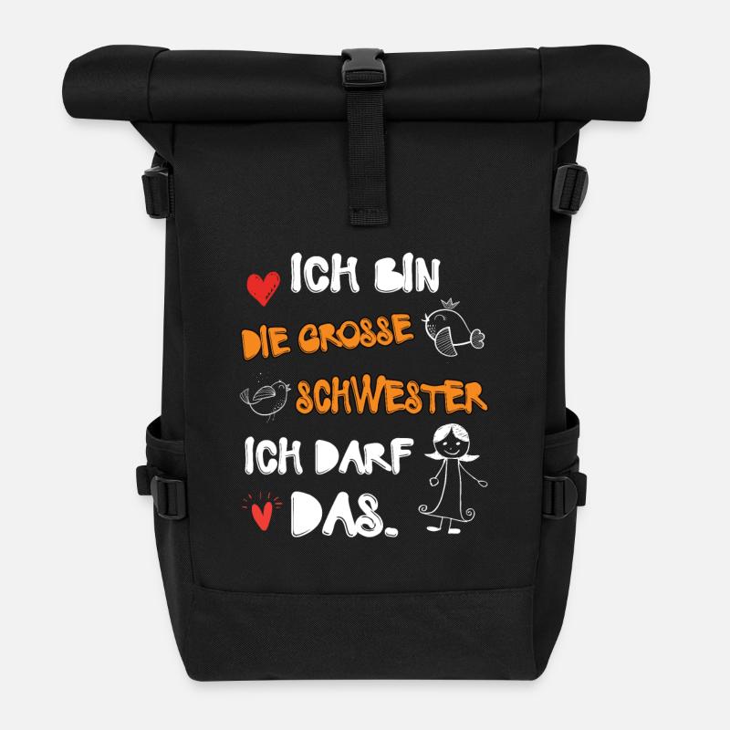 Ich bin die Große Schwester Familie Tochter - Rolltop Rucksack - Schwarz