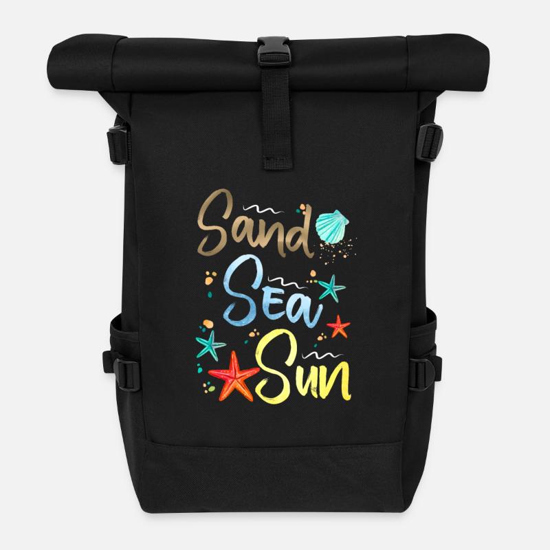 Illustration du soleil du lac de sable - Sac à dos roll top - noir
