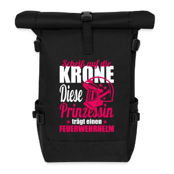 Feuerwehr freiwillige Feuerwehr Feuerwehrmann Frau - Rolltop Rucksack - Schwarz - Vorne