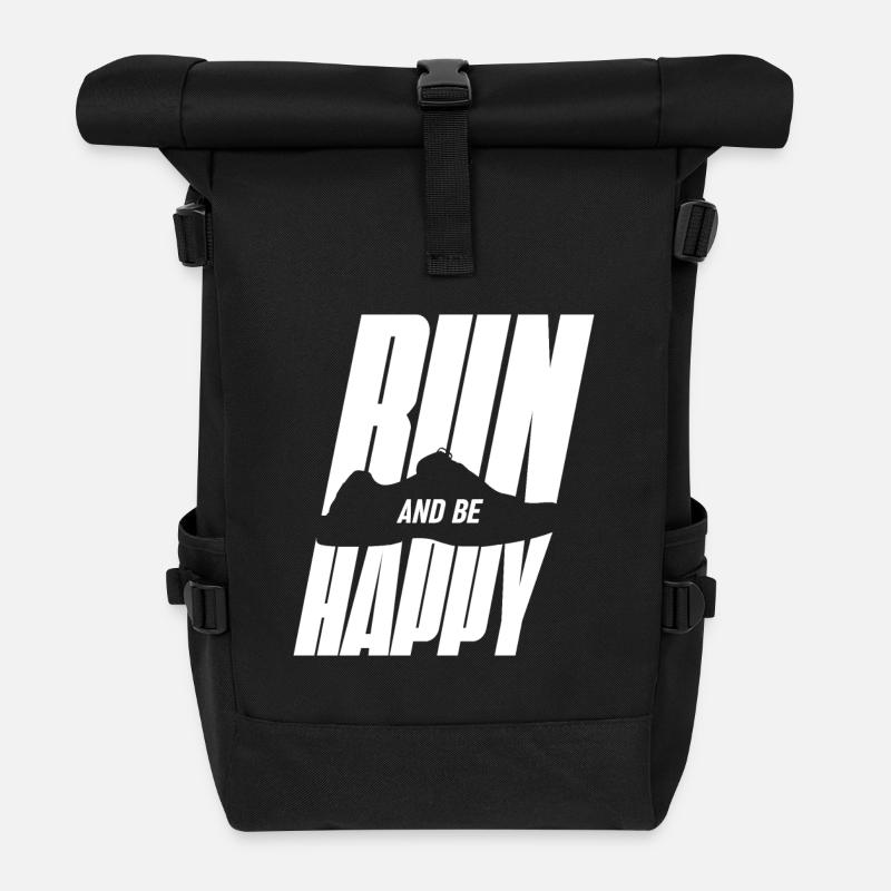 Glücklich Laufen  - Rolltop Rucksack - Schwarz