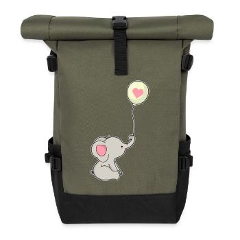 Ballon éléphant - Sac à dos roll top - olive/noir - Devant