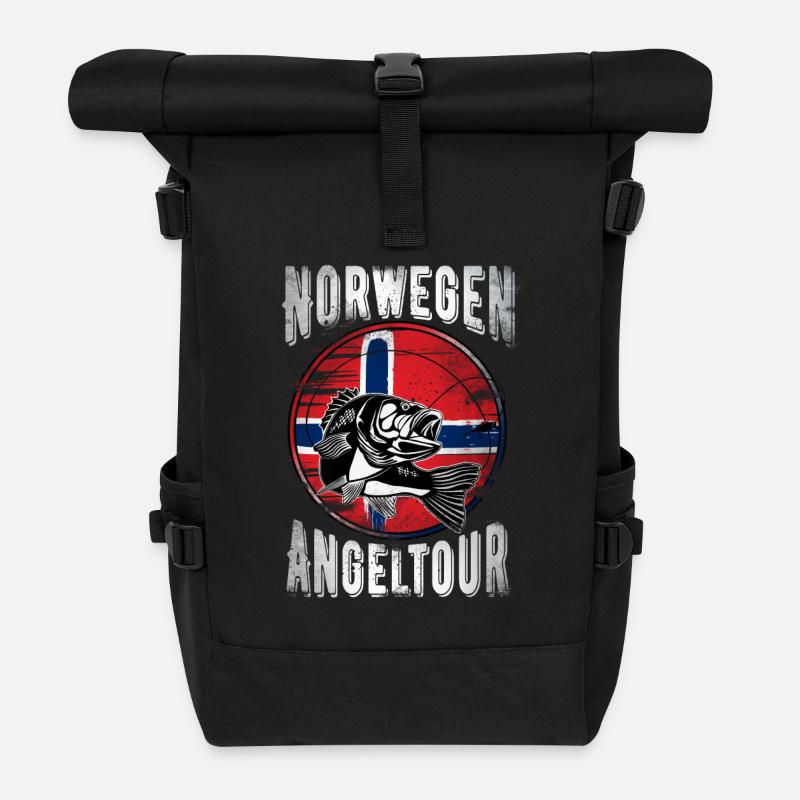 Norwegen Angeltour - Rolltop Rucksack - Schwarz