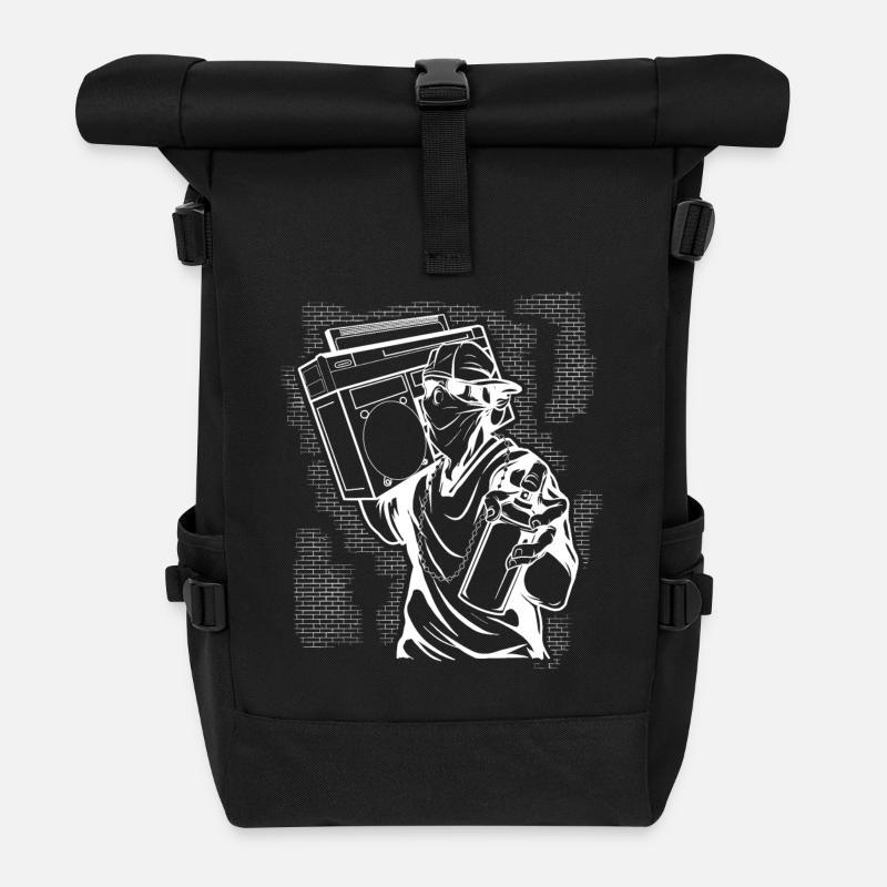 Graffiti - Rolltop Rucksack - Schwarz