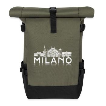 Milano Skyline Silhouette Reflection - Roll Top Backpack - olive/black - Front