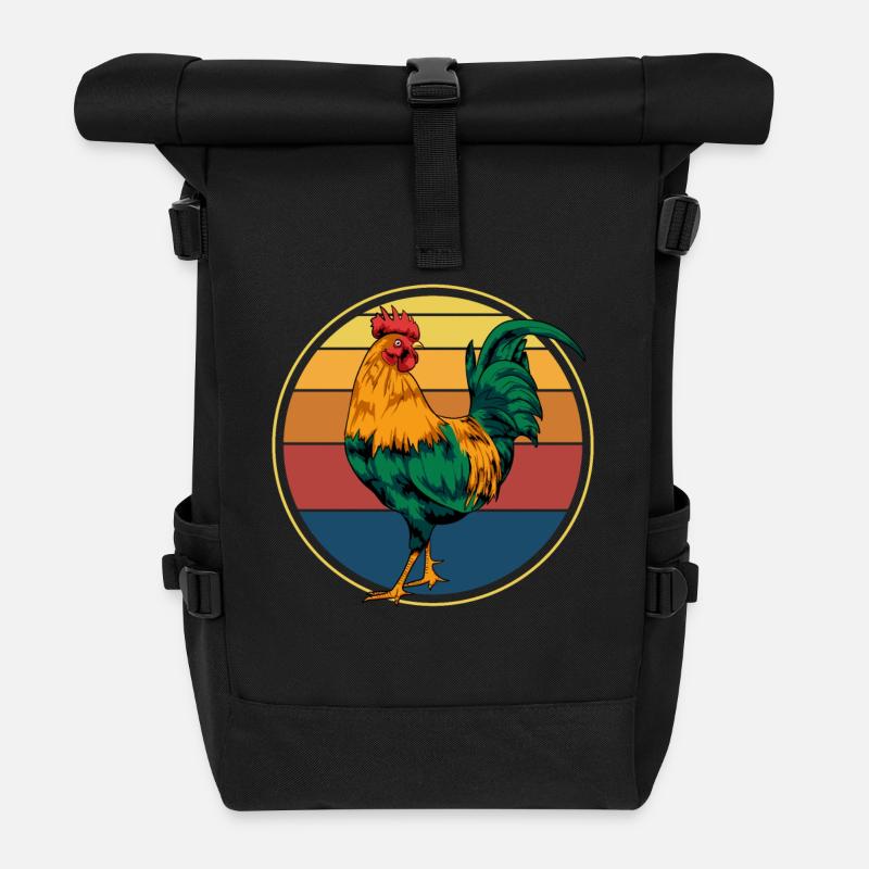 Hahn Retro - Rolltop Rucksack - Schwarz