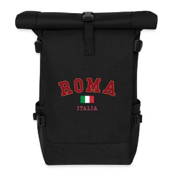 Roma Italia Vintage College Style - Roll Top Backpack - black - Front