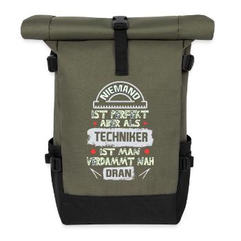 Techniker spruch - Rolltop Rucksack - Olive/Schwarz - Vorne
