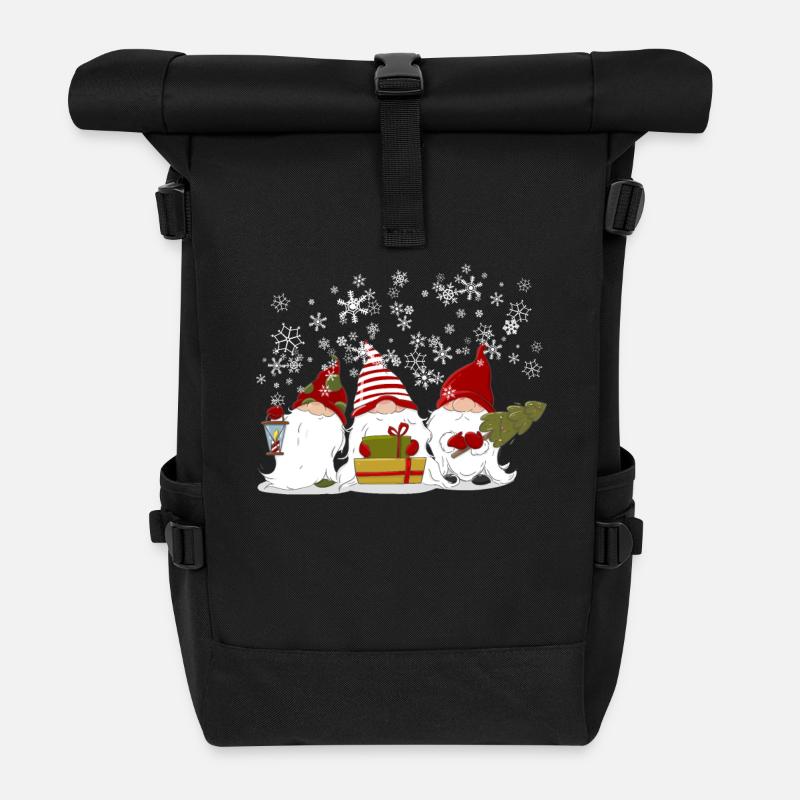 Nordische Weihnachten Gnome Elfen Wichtel Geschenk - Rolltop Rucksack - Schwarz