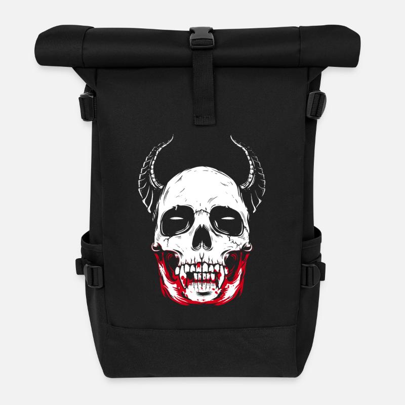 Vampir Skelett Horror Schädel - Rolltop Rucksack - Schwarz