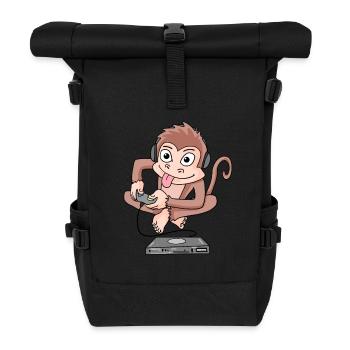 Monkey plays video games - Roll Top Backpack - black - Front