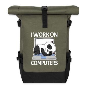 Computer nerd programmer mens gift - Roll Top Backpack - olive/black - Front