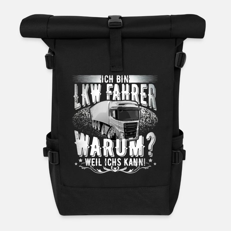 Lkw Fahrer - Rolltop Rucksack - Schwarz