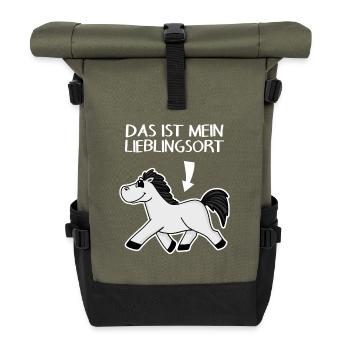 Pferdespruch Pferd Spruch - Rolltop Rucksack - Olive/Schwarz - Vorne