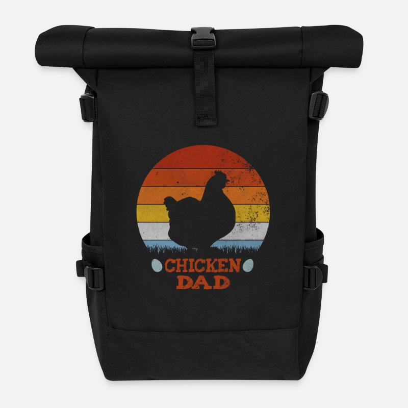 chicken Dad - Rolltop Rucksack - Schwarz