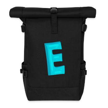 Initial letter E letter - Roll Top Backpack - black - Front